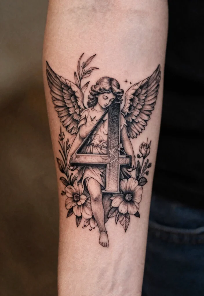 15 Angel Numbers Tattoo Ideas Spiritual Minimal and Modern - 12. Combining Symbols: Angel Numbers with Nature 1