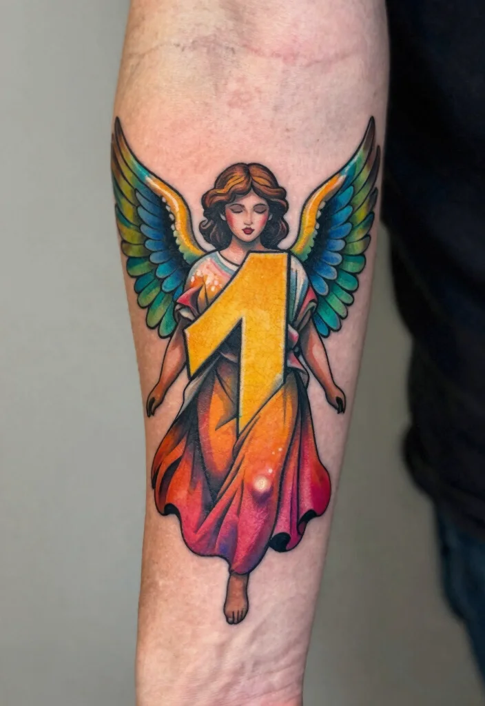 15 Angel Numbers Tattoo Ideas Spiritual Minimal and Modern - 14. Colorful Hues: Adding a Pop 1