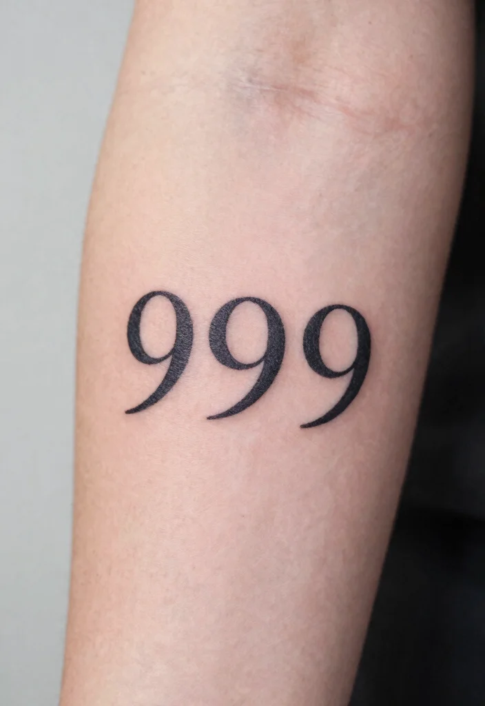 15 Angel Numbers Tattoo Ideas Spiritual Minimal and Modern - 9. Ninefold Completion: 999 1