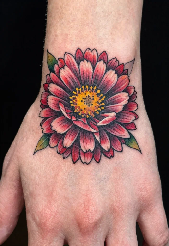 15 Aster Flower Tattoo Ideas: Delicate Floral Designs to Love - 14. Aster Flower on the Hand 1