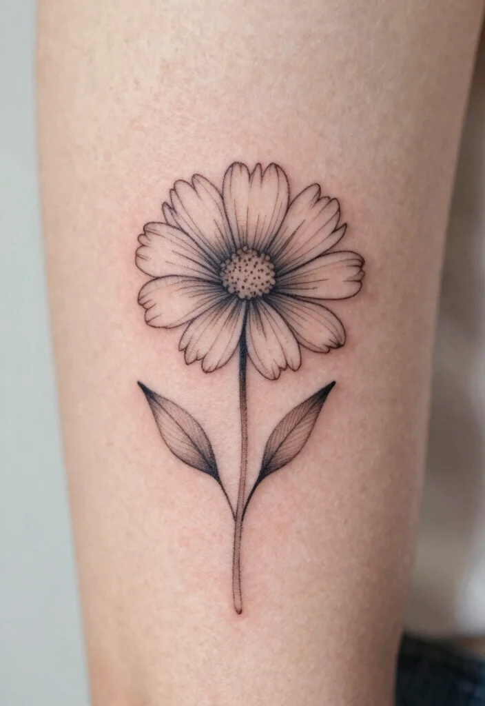 15 Aster Flower Tattoo Ideas: Delicate Floral Designs to Love - 2. Minimalist Aster Outline 1