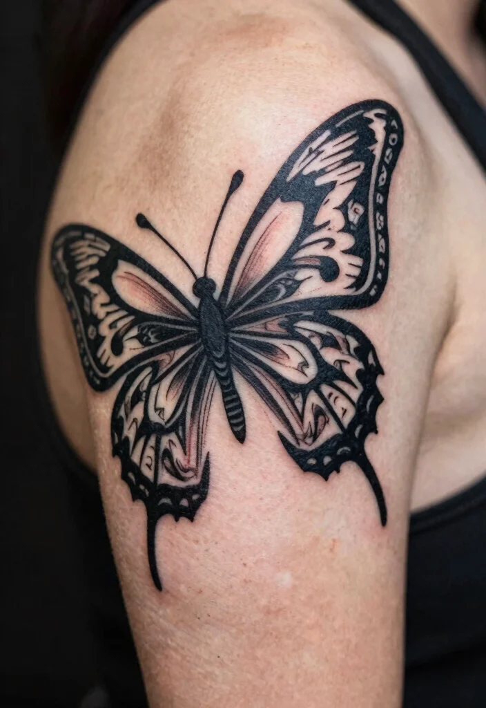15 Butterfly Tattoo Designs That Are Beautiful and Timeless - 10. Tribal Butterfly Tattoos 1