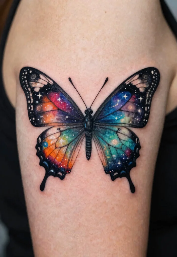 15 Butterfly Tattoo Designs That Are Beautiful and Timeless - 13. Celestial Butterfly Tattoos 1