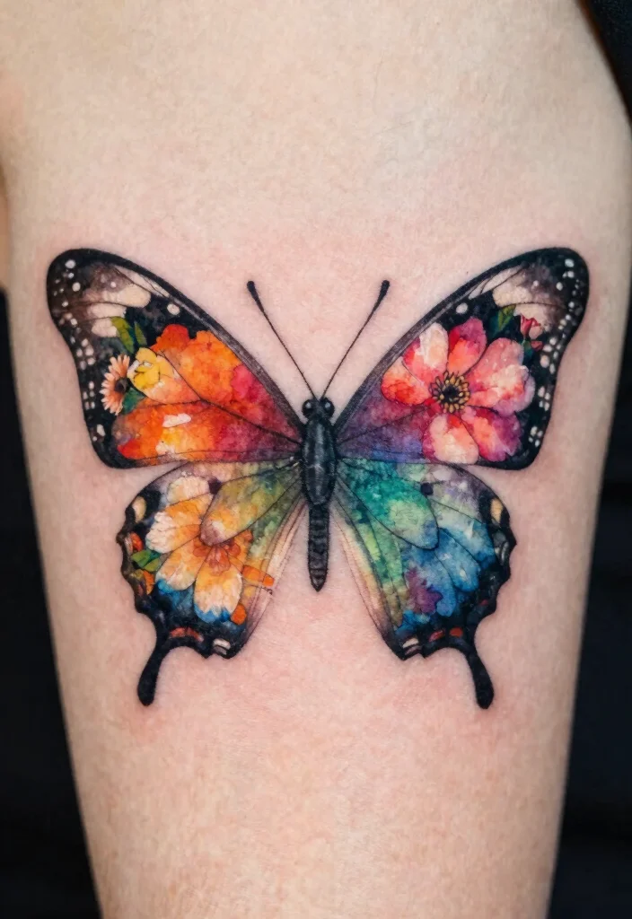 15 Butterfly Tattoo Designs That Are Beautiful and Timeless - 2. Floral Butterfly Tattoos 1