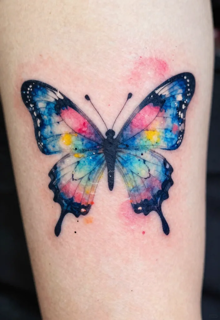 15 Butterfly Tattoo Designs That Are Beautiful and Timeless - 4. Abstract Watercolor Butterfly Tattoos 1