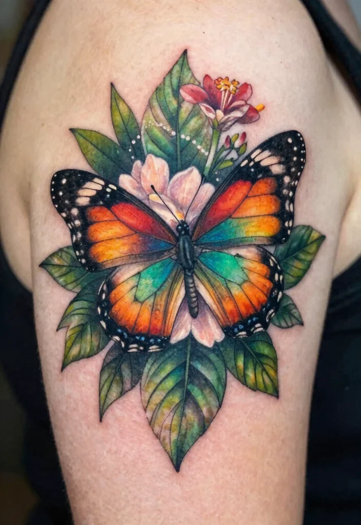 15 Butterfly Tattoo Designs That Are Beautiful and Timeless - 7. Nature-Inspired Butterfly Tattoos 1