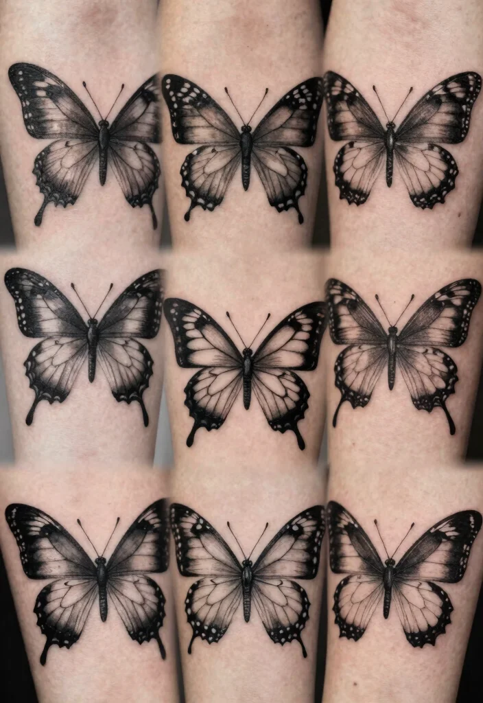 15 Butterfly Tattoo Designs That Are Beautiful and Timeless - 8. Monochrome Butterfly Tattoos 1