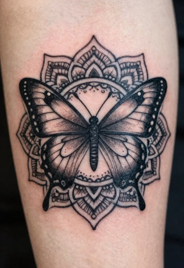 15 Butterfly Tattoo Designs That Are Beautiful and Timeless - 9. Butterfly Mandala Tattoos 1