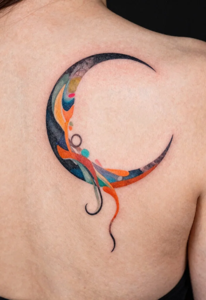 15 Crescent Moon Tattoo Ideas: Minimal, Mystical, and Timeless - 15. Abstract Crescent Moon Tattoo 1