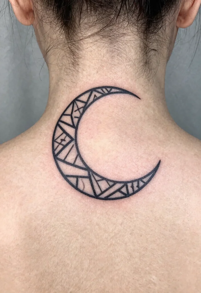 15 Crescent Moon Tattoo Ideas: Minimal, Mystical, and Timeless - 3. Geometric Crescent Moon 1