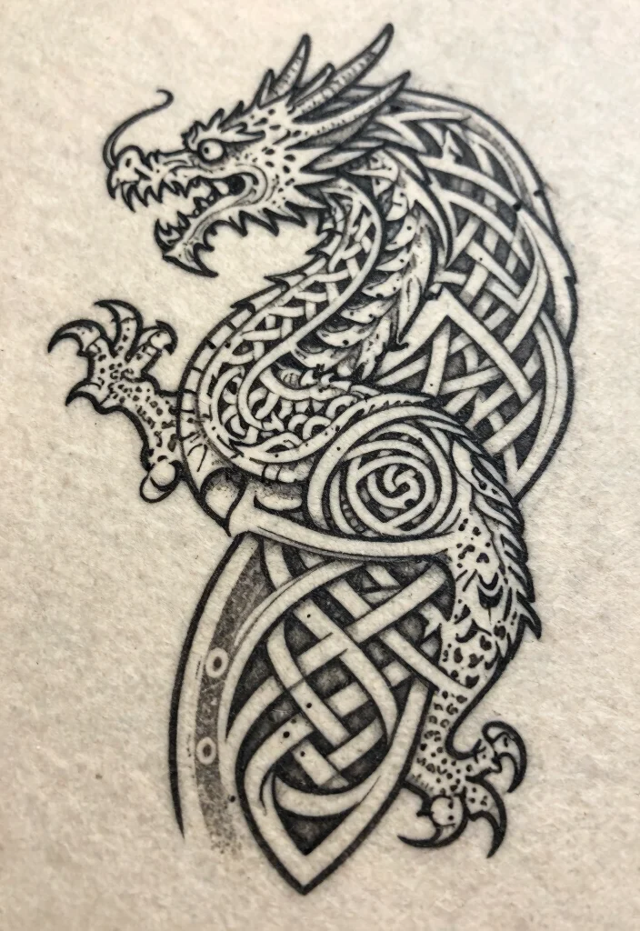 15 Dragon Tattoo Stencil Ideas Clean Sharp and Easy to Customize - 12. Celtic Dragon 1