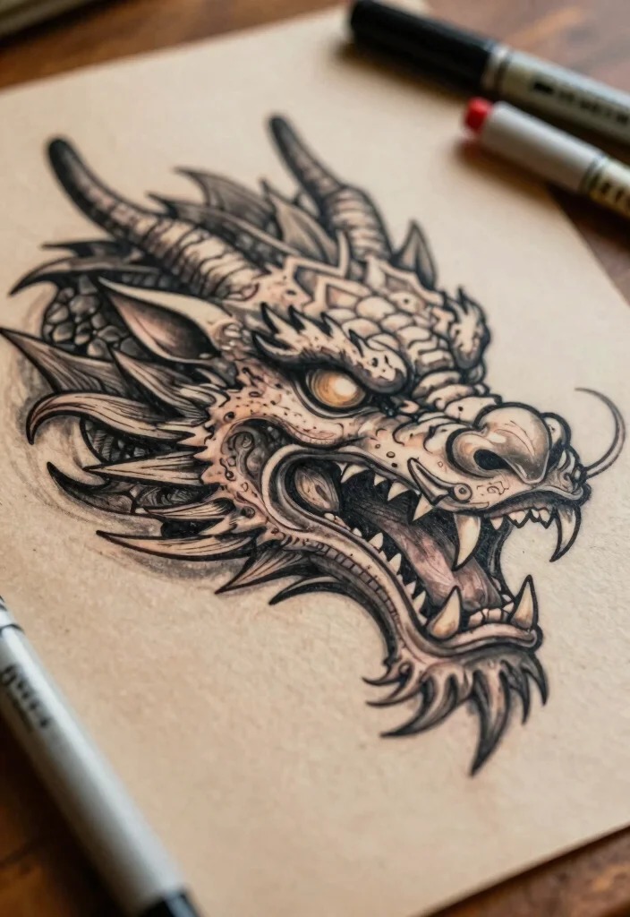 15 Dragon Tattoo Stencil Ideas Clean Sharp and Easy to Customize - 2. Dragon Head Profile 1