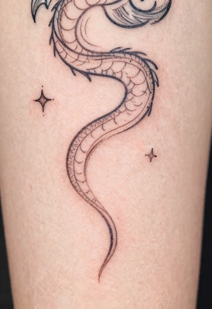 15 Dragon Tattoo Stencil Ideas Clean Sharp and Easy to Customize - 3. Minimalist Dragon Tail 1