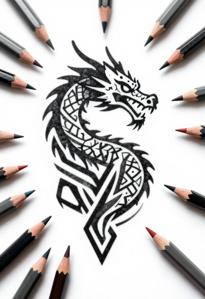 15 Dragon Tattoo Stencil Ideas Clean Sharp and Easy to Customize - 5. Geometric Dragon 1