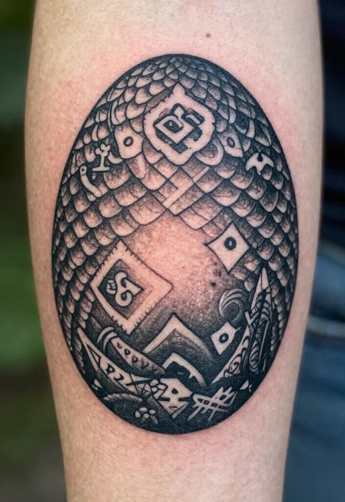 15 Dragon Tattoo Stencil Ideas Clean Sharp and Easy to Customize - 9. Dragon Egg 1