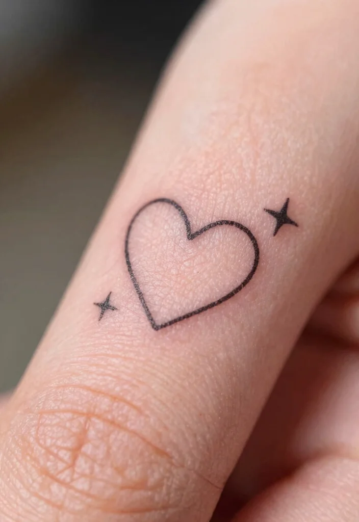 15 Finger Heart Tattoo Ideas: Tiny, Cute, and Minimal - 13. Heart with a Star 1