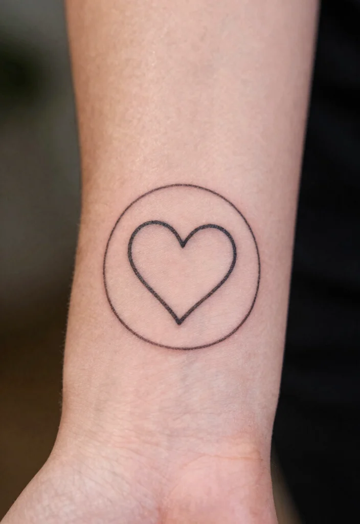 15 Finger Heart Tattoo Ideas: Tiny, Cute, and Minimal - 15. Heart within a Circle 1