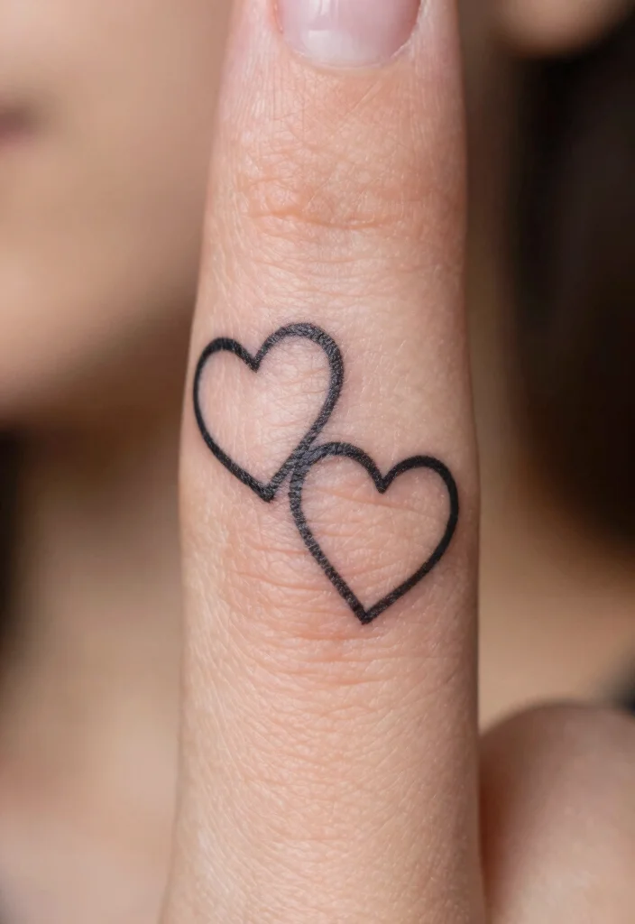 15 Finger Heart Tattoo Ideas: Tiny, Cute, and Minimal - 4. Double Heart 1