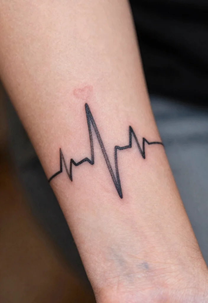 15 Finger Heart Tattoo Ideas: Tiny, Cute, and Minimal - 5. Heartbeat Line Design 1