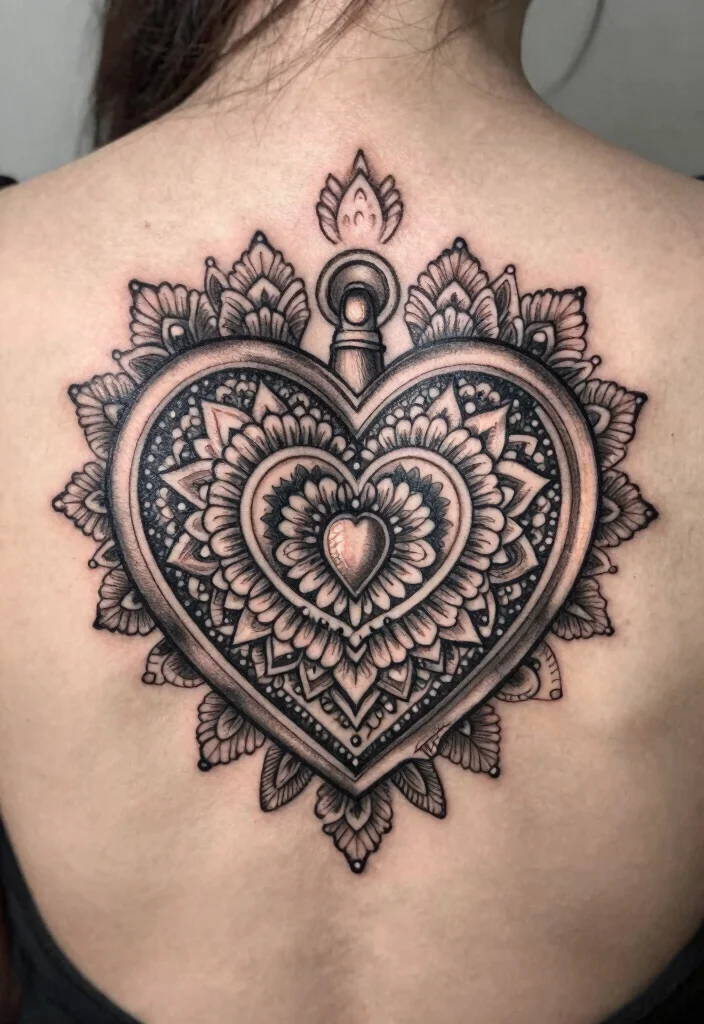 15 Heart Locket Tattoo Ideas: Romantic, Meaningful, and Classic - 10. Heart Locket in a Mandala Style 1