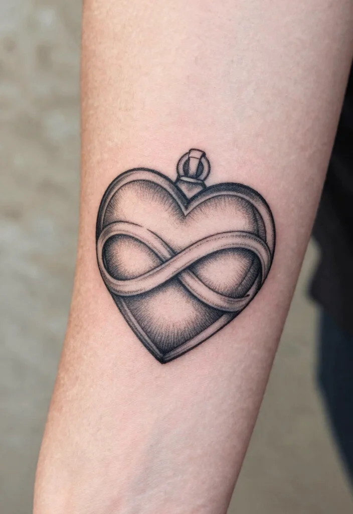 15 Heart Locket Tattoo Ideas: Romantic, Meaningful, and Classic - 4. Heart Locket with Infinity Symbol 1