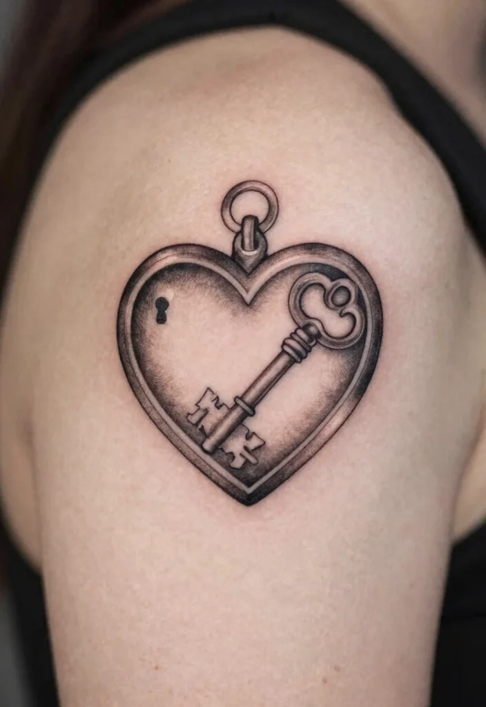 15 Heart Locket Tattoo Ideas: Romantic, Meaningful, and Classic - 5. Heart Locket with a Key 1