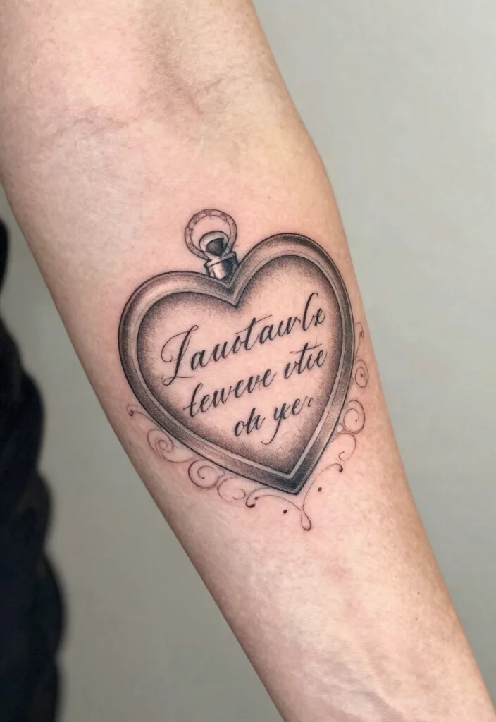 15 Heart Locket Tattoo Ideas: Romantic, Meaningful, and Classic - 6. Heart Locket with Personal Message 1