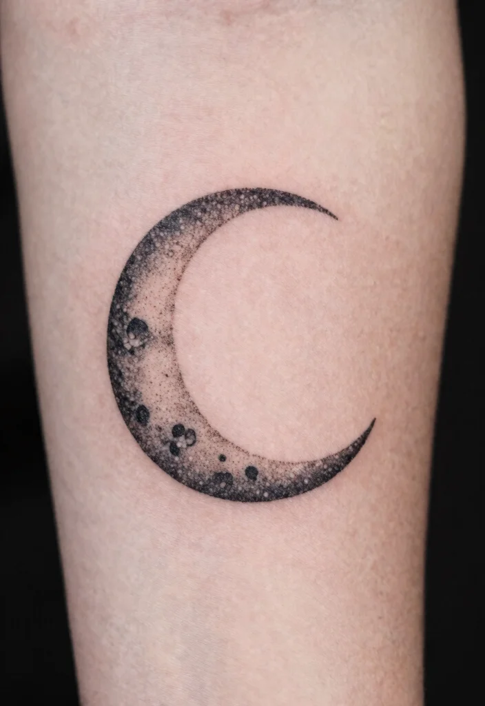 15 Jimin Moon Tattoo Ideas Inspired by Jimin Aesthetic - 10. Dot Work Moon 1