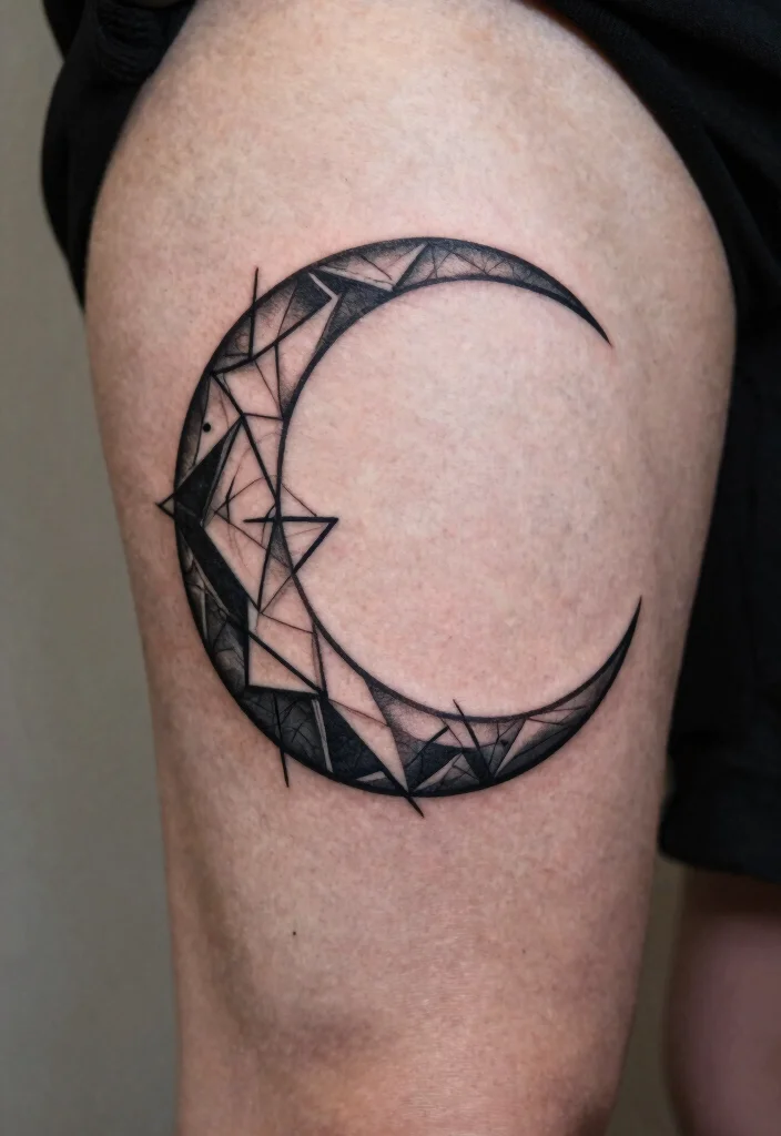 15 Jimin Moon Tattoo Ideas Inspired by Jimin Aesthetic - 8. Geometric Moon 1