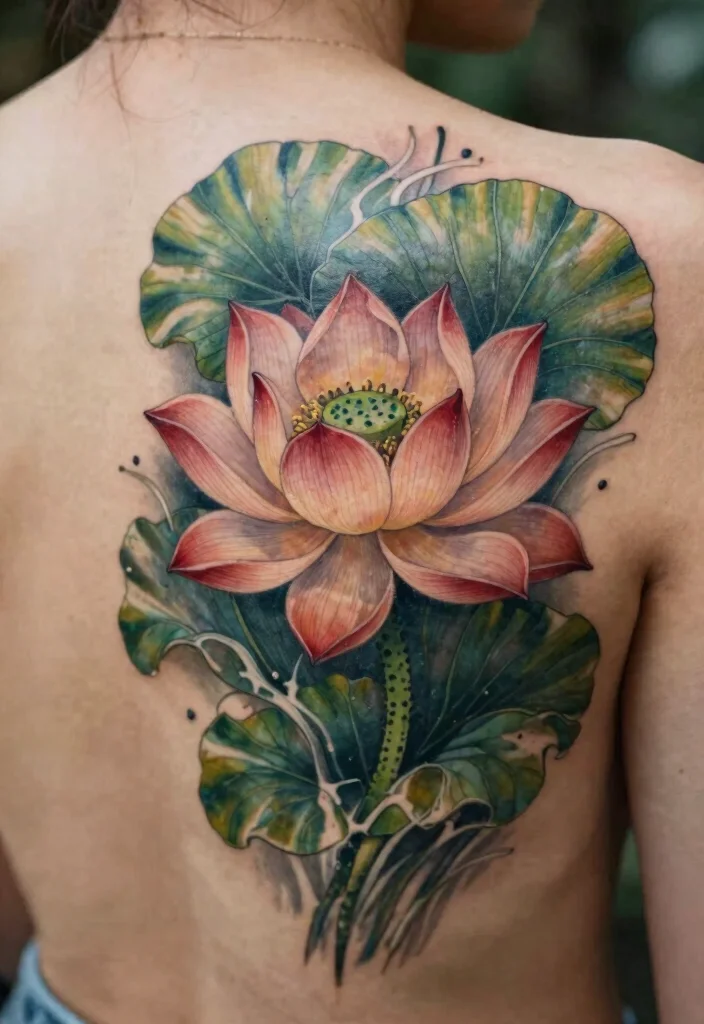 15 Lotus Flower Tattoo Ideas With Deep Spiritual Meaning - 12. Lotus with Nature Elements 1