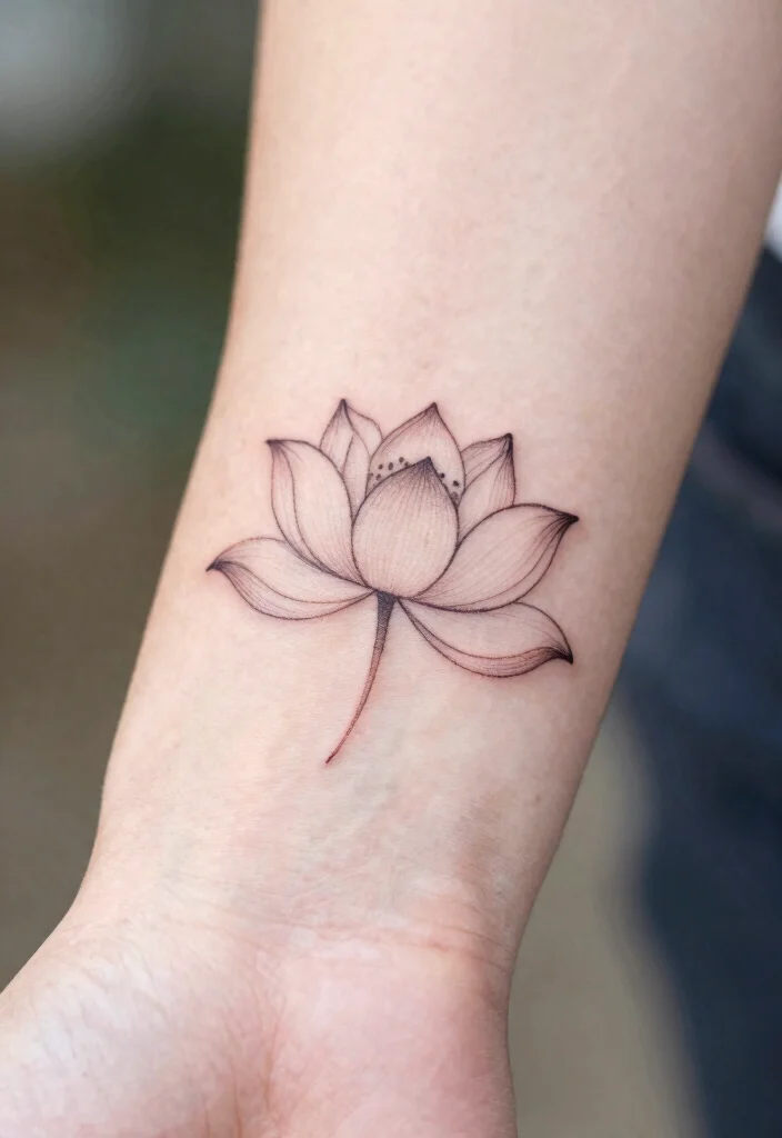 15 Lotus Flower Tattoo Ideas With Deep Spiritual Meaning - 4. Minimalist Lotus Outline 1