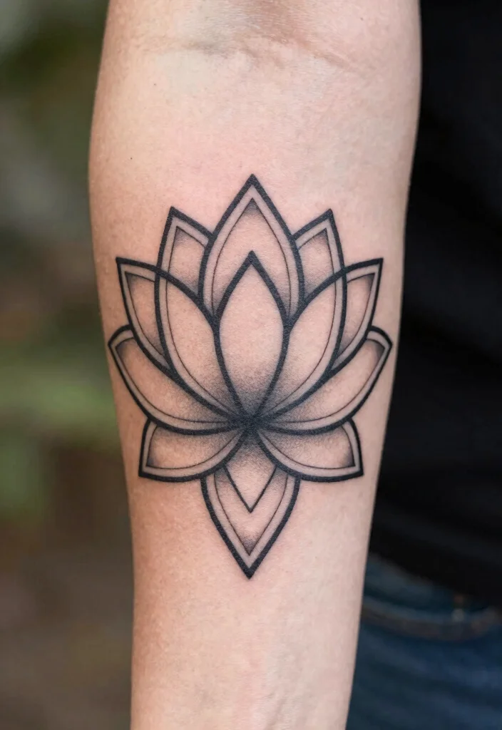 15 Lotus Flower Tattoo Ideas With Deep Spiritual Meaning - 8. Geometric Lotus Tattoos 1