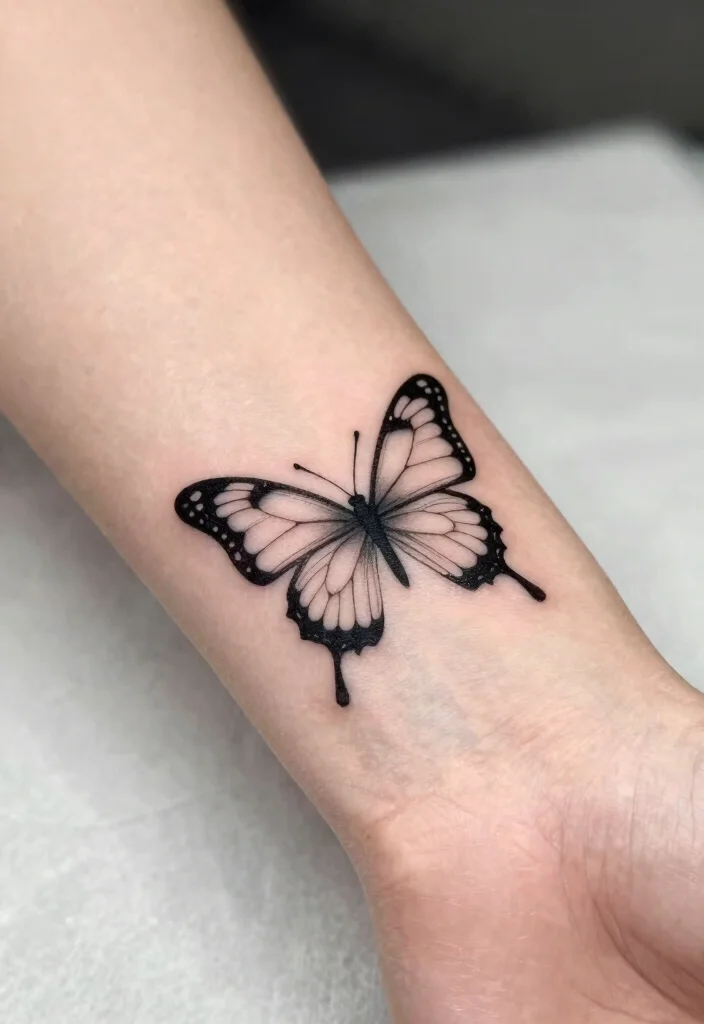 15 Men's Butterfly Tattoo Ideas: Strong, Symbolic, and Modern - 4. Minimalist Butterfly Silhouette 1