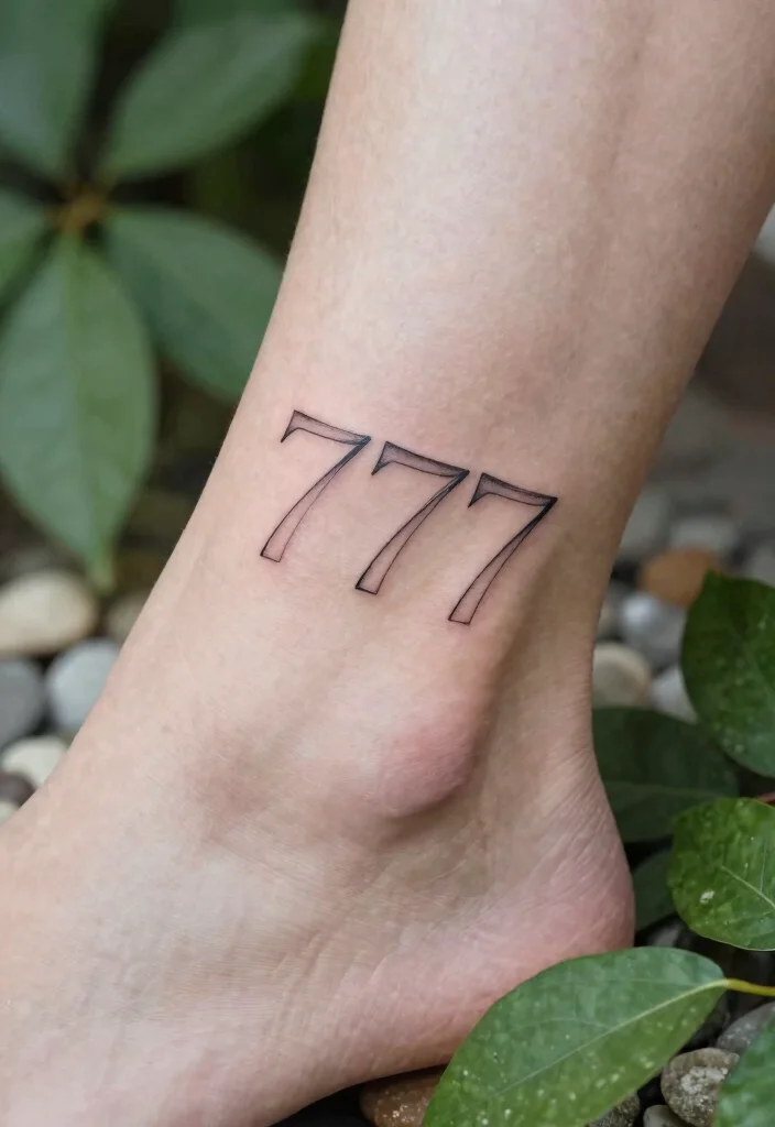 15 Minimalist 777 Angel Number Tattoo Ideas: Lucky Spiritual Designs - 2. Simple Line Art 777 Tattoos 1