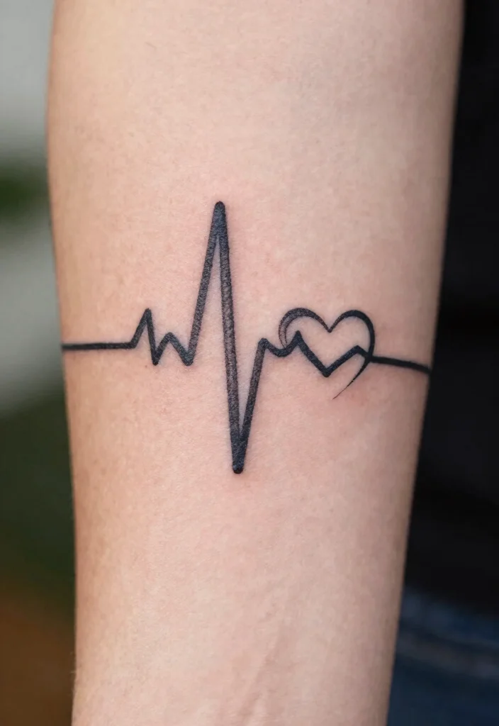 15 Mom Heart Tattoo Ideas Emotional Simple and Full of Love - 2. Heartbeat Line 1
