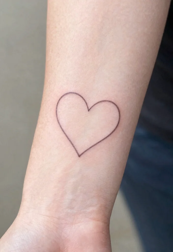 15 Mom Heart Tattoo Ideas Emotional Simple and Full of Love - 3. Minimalist Outline Heart 1