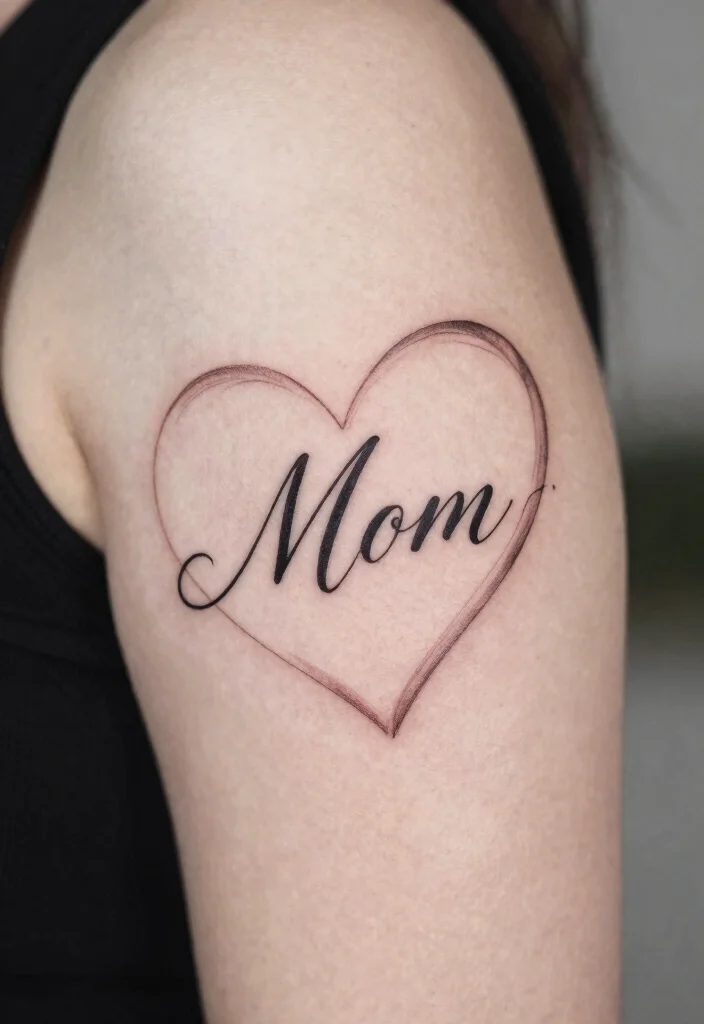 15 Mom Heart Tattoo Ideas Emotional Simple and Full of Love - 6. Heart with a Mother’s Script 1