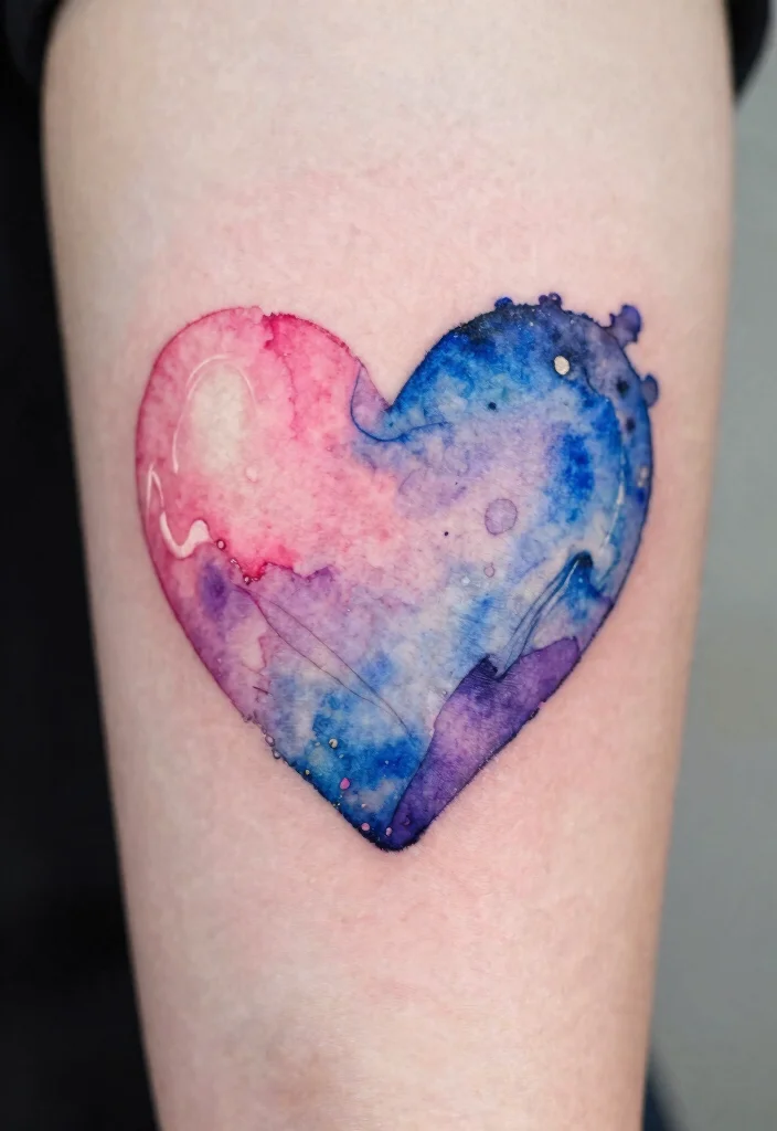 15 Mom Heart Tattoo Ideas Emotional Simple and Full of Love - 8. Watercolor Heart Tattoo 1
