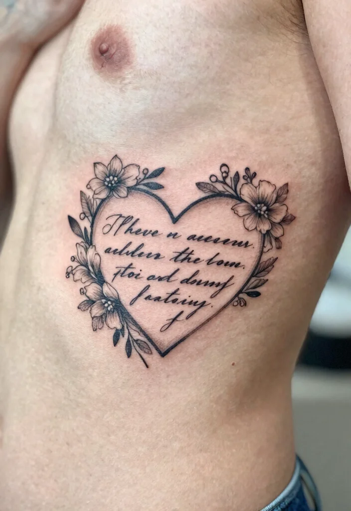 15 Mom Heart Tattoo Ideas Emotional Simple and Full of Love - 9. Heart with a Quote 1