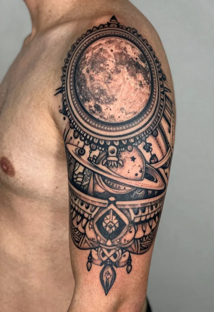 15 Moon and Saturn Tattoo Ideas: Cosmic Deep and Unique - 12. Cultural Inspirations 1