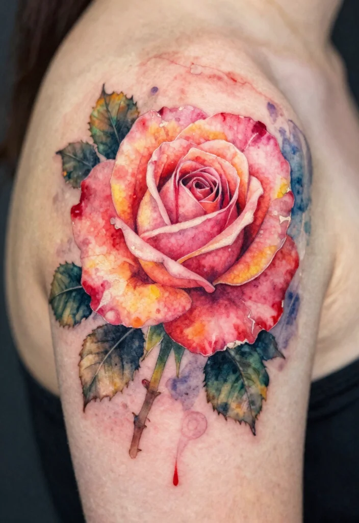 15 Rose Tattoo Design Ideas: Timeless, Elegant, and Meaningful - 2. Watercolor Rose Tattoos 1