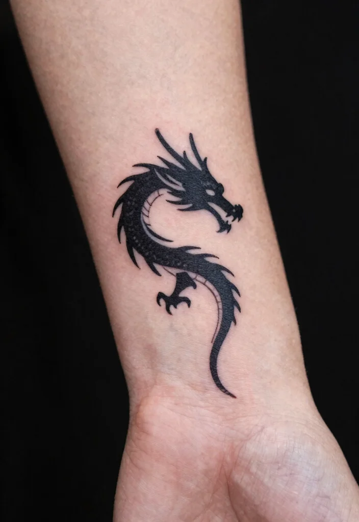 15 Small Dragon Tattoo Ideas Minimal but Full of Meaning - 1. The Silhouette Dragon 1