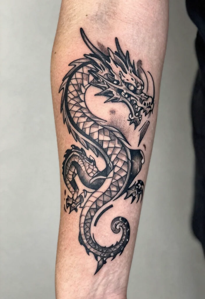 15 Small Dragon Tattoo Ideas Minimal but Full of Meaning - 2. The Geometric Dragon 1