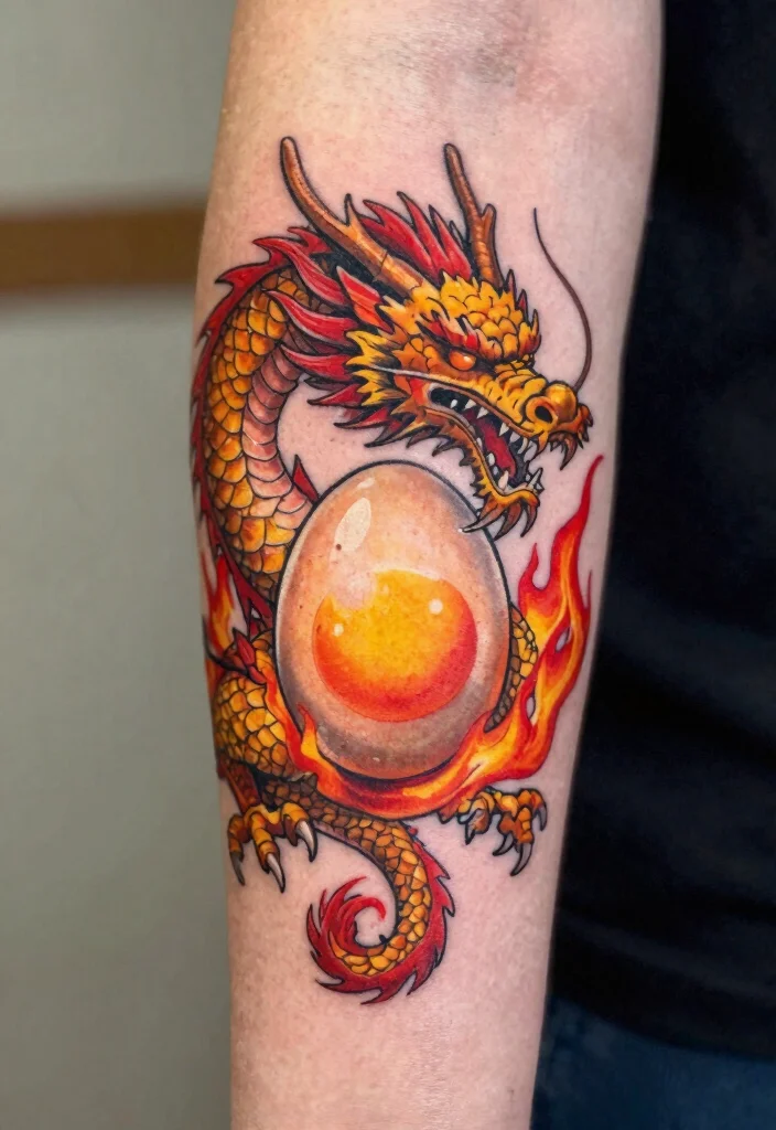 15 Small Dragon Tattoo Ideas Minimal but Full of Meaning - 7. The Dragon Yolk 1