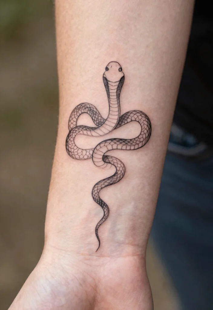 15 Snake Tattoo Design Ideas: Bold, Symbolic, and Timeless - 1. Minimalist Snake Outline 1