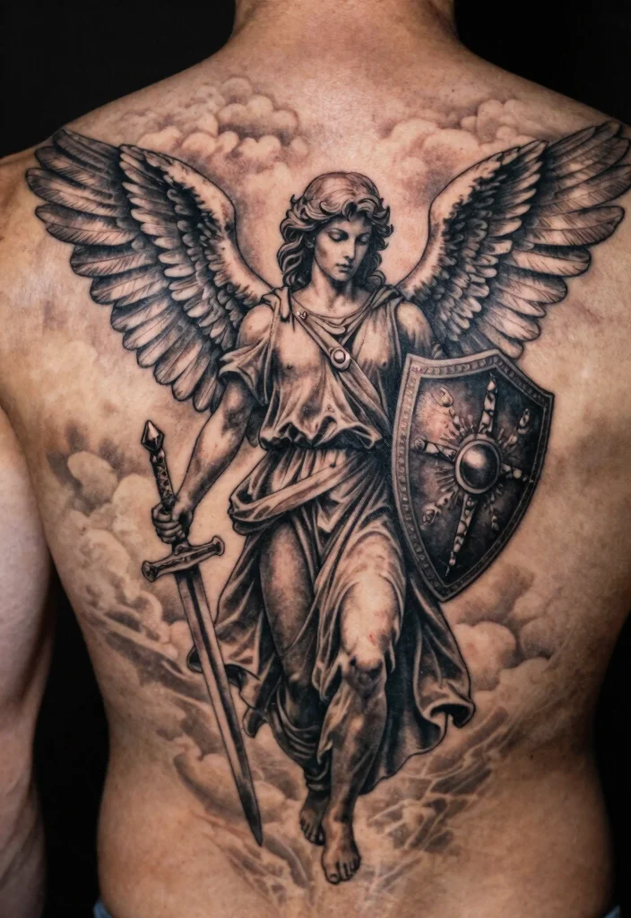 16 Angel Tattoo Men Ideas: Powerful, Masculine, and Meaningful - 1. The Guardian Angel 1