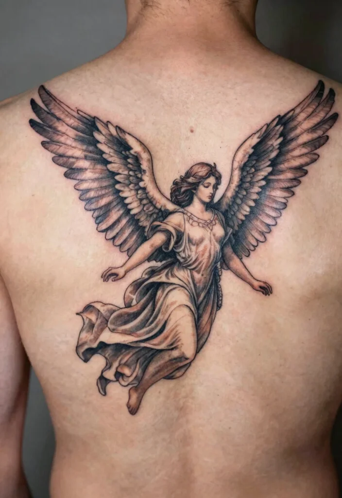 16 Angel Tattoo Men Ideas: Powerful, Masculine, and Meaningful - 15. Heavenly Messenger 1