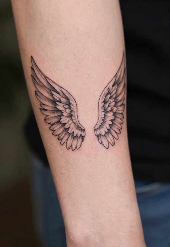 16 Angel Tattoo Men Ideas: Powerful, Masculine, and Meaningful - 2. Minimalist Angel Wings 1