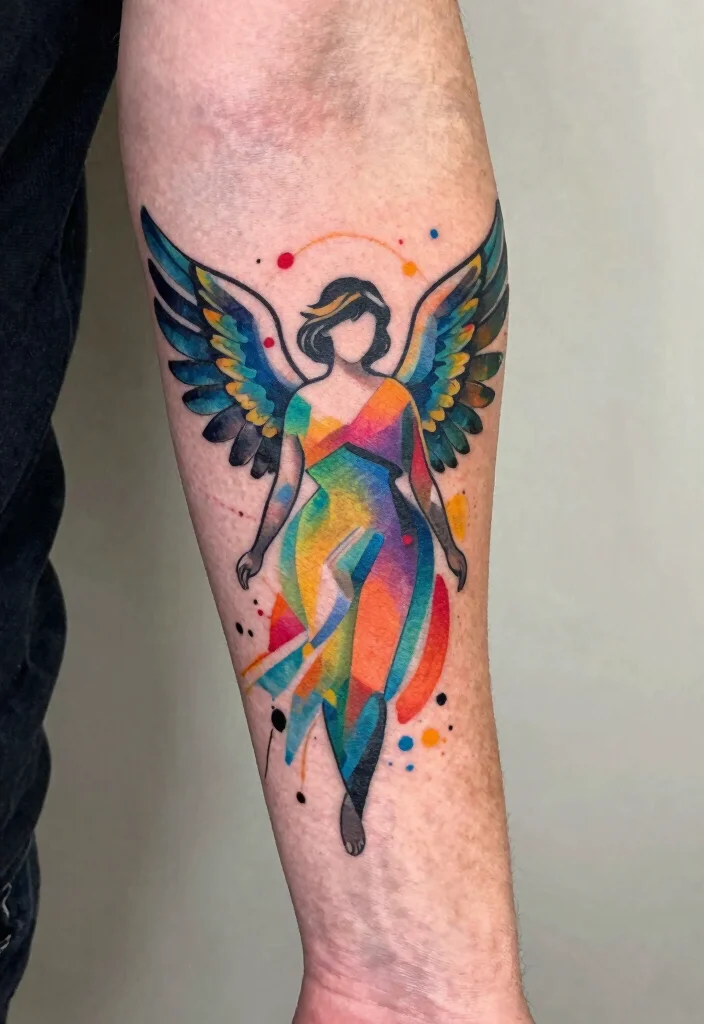 16 Angel Tattoo Men Ideas: Powerful, Masculine, and Meaningful - 4. Abstract Angel Art 1