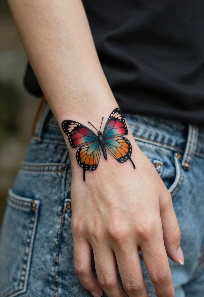 16 Butterfly Hand Tattoo Ideas: Bold, Delicate, and Eye-Catching - 8. Butterfly in Flight 1